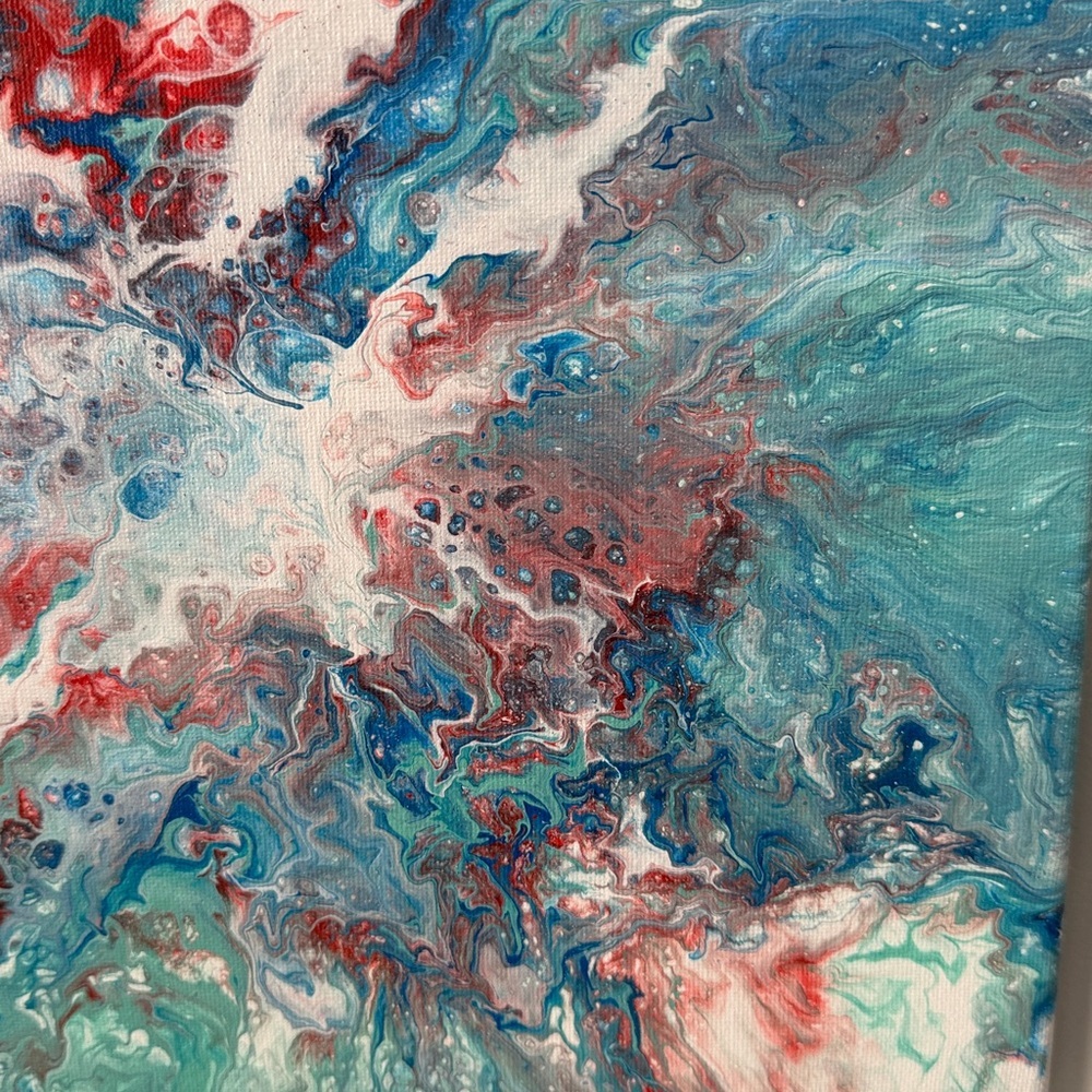 Abstract Blue and Red Canvas Art - Picture 3 of 5
